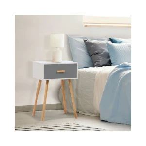 Idmarket Lot De 2 Tables De Chevet Blanches Et Grises Scandinaves En Bois de garantie authentique 10