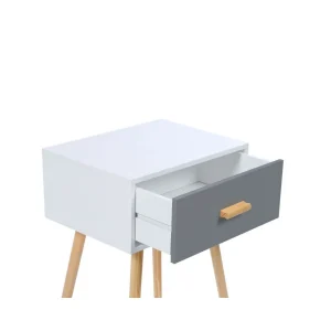 Idmarket Lot De 2 Tables De Chevet Blanches Et Grises Scandinaves En Bois de garantie authentique 12