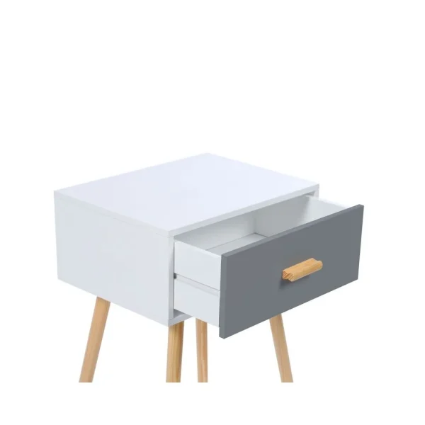 Idmarket Lot De 2 Tables De Chevet Blanches Et Grises Scandinaves En Bois de garantie authentique 5