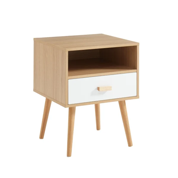 Baita Table De Chevet ULOS Décor Bois Et Blanc 1 Tiroir 1 Niche – L40cm excellente qualité 3