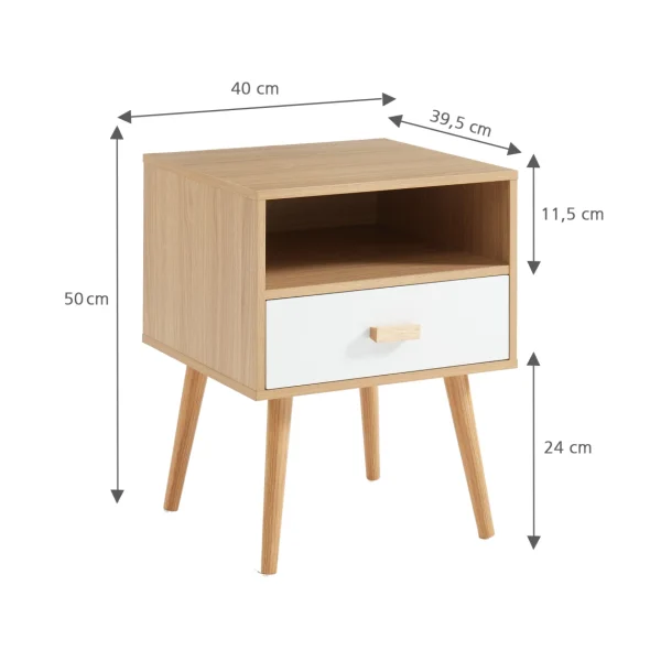 Baita Table De Chevet ULOS Décor Bois Et Blanc 1 Tiroir 1 Niche – L40cm excellente qualité 6
