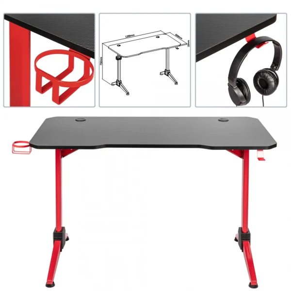 marque pas cher en ligne BeMatik Table De Gaming Et Jeux PC 120 X 60 X 75 Cm 3