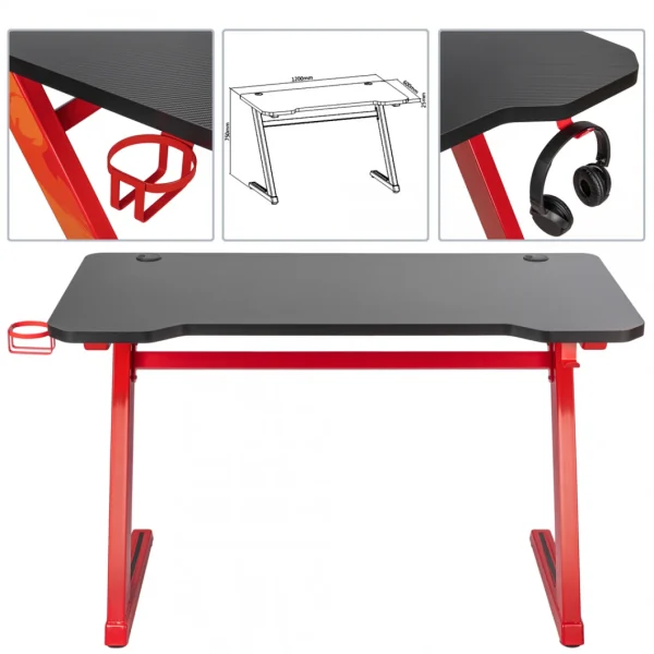 en promotion BeMatik Table De Gaming Et Jeux PC Avec Pieds En ‘Z’ 120 X 60 X 75 Cm 3