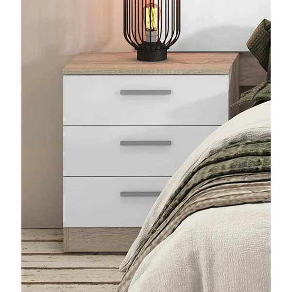 Pegane Table De Nuit / Table De Chevet Coloris Chêne Cambrian/blanc – Longue… dernières 1