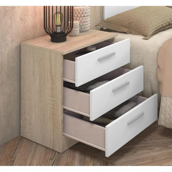 Pegane Table De Nuit / Table De Chevet Coloris Chêne Cambrian/blanc – Longue… dernières 4