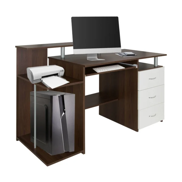 Hjh OFFICE Table D’ordinateur / Bureau WORKSPACE H IV 137 X 60 Cm Avec Caisson No… à prix réduits 3