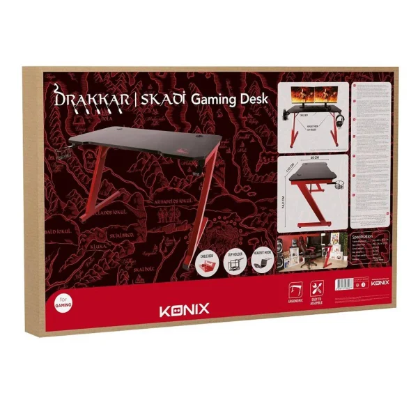 magasin Innelec Table Gaming Bureau De Gamer Drakkar SKADI – Noir Et Rouge – Repose Ca… 5