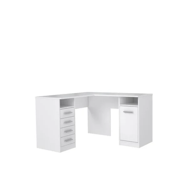 Couleurs variées CSTORE – Tolede Bureau D’angle 1 Porte 4 Tiroirs – Décor Papier Blanc… 1