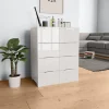 VidaXL Buffet Blanc Brillant 60x35x80 Cm Bois D’ingénierie à prix réduits 19