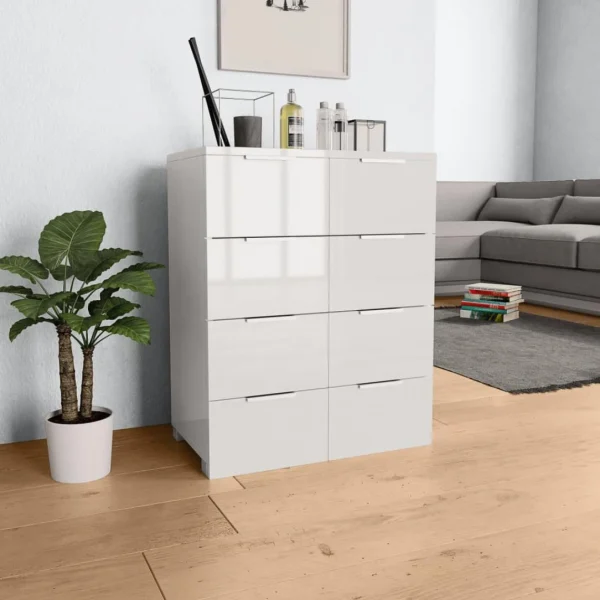 VidaXL Buffet Blanc Brillant 60x35x80 Cm Bois D’ingénierie à prix réduits 1