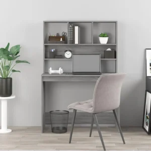 VidaXL Bureau Avec étagères Sonoma Gris 102x45x148cm Bois D’ingénie… marque pas cher en ligne 9