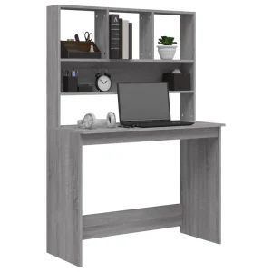 VidaXL Bureau Avec étagères Sonoma Gris 102x45x148cm Bois D’ingénie… marque pas cher en ligne 11