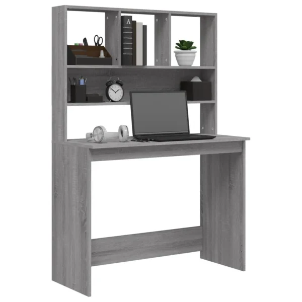 VidaXL Bureau Avec étagères Sonoma Gris 102x45x148cm Bois D’ingénie… marque pas cher en ligne 4