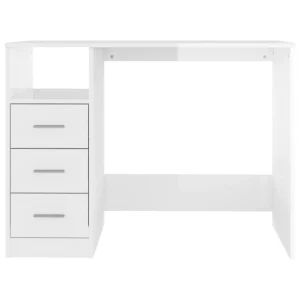 VidaXL Bureau Et Tiroirs Blanc Brillant 102x50x76 Cm Bois D’ingénieri… luxe soldes 15
