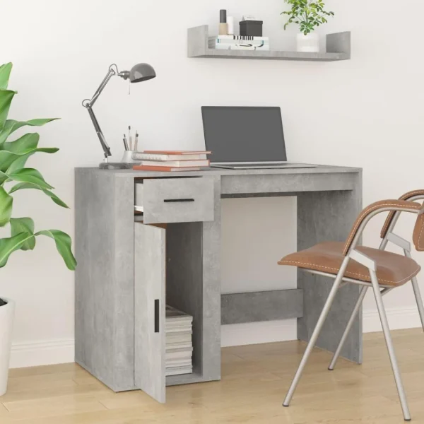boutique en france VidaXL Bureau Gris Béton 100x49x75 Cm Bois D’ingénierie 3