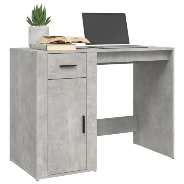 boutique en france VidaXL Bureau Gris Béton 100x49x75 Cm Bois D’ingénierie 4