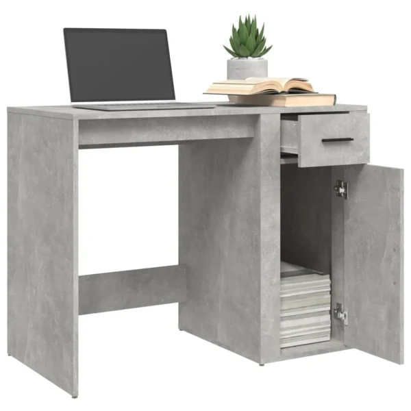 boutique en france VidaXL Bureau Gris Béton 100x49x75 Cm Bois D’ingénierie 5