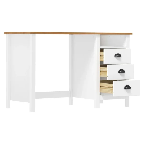 VidaXL Bureau Hill Avec 3 Tiroirs 120x50x74 Cm Bois Pin Massif dernière tendance 3