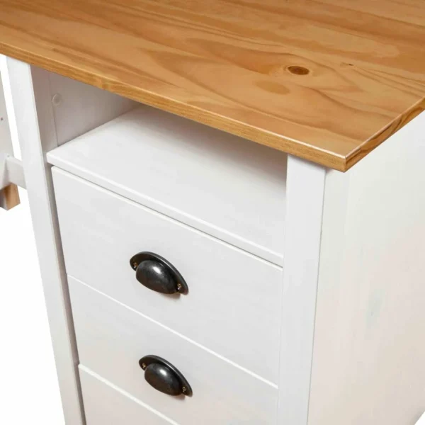 VidaXL Bureau Hill Avec 3 Tiroirs 120x50x74 Cm Bois Pin Massif dernière tendance 5