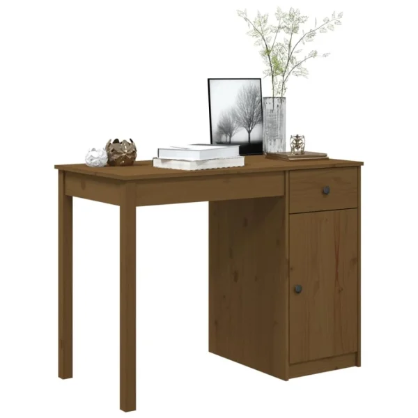 pas cher en ligne VidaXL Bureau Marron Miel 100x50x75 Cm Bois Massif De Pin 4
