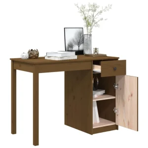 pas cher en ligne VidaXL Bureau Marron Miel 100x50x75 Cm Bois Massif De Pin 13