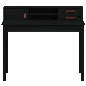 VidaXL Bureau Noir 110x50x93 Cm Bois Massif De Pin prix le plus bas 13