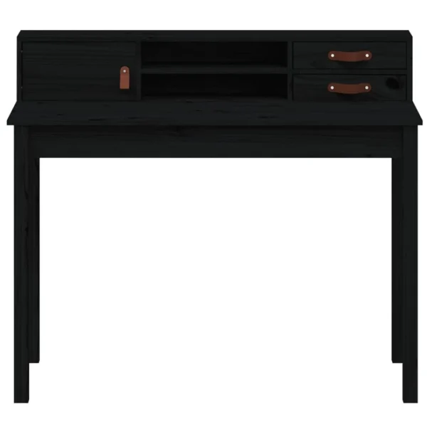 VidaXL Bureau Noir 110x50x93 Cm Bois Massif De Pin prix le plus bas 5
