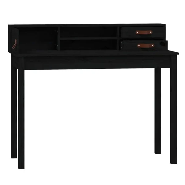 VidaXL Bureau Noir 110x50x93 Cm Bois Massif De Pin prix le plus bas 6
