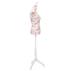 boutiqued pas cher VidaXL Buste De Couture De Femme En Coton Blanc Motifs à Rosiers 9