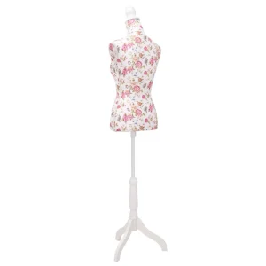 boutiqued pas cher VidaXL Buste De Couture De Femme En Coton Blanc Motifs à Rosiers 11