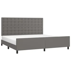 comparez les prix VidaXL Cadre De Lit Avec Tête De Lit Gris 200×200 Cm Similicuir 9