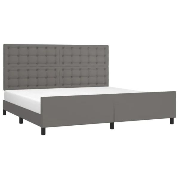 comparez les prix VidaXL Cadre De Lit Avec Tête De Lit Gris 200×200 Cm Similicuir 3
