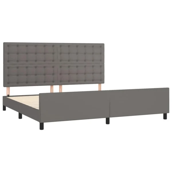 comparez les prix VidaXL Cadre De Lit Avec Tête De Lit Gris 200×200 Cm Similicuir 4