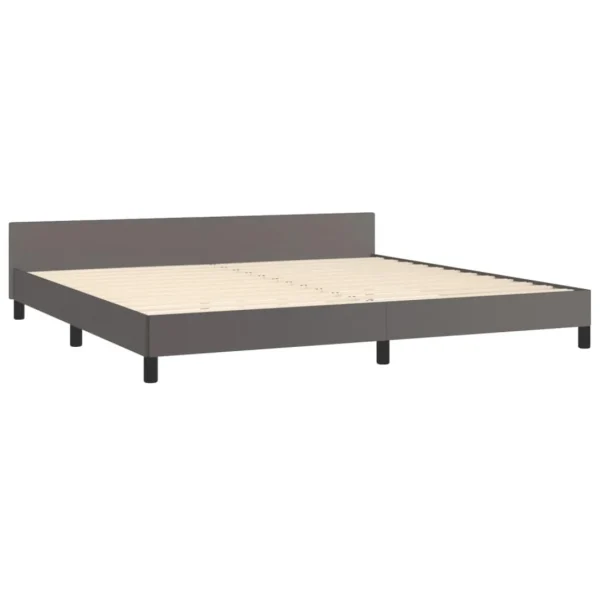comparez les prix VidaXL Cadre De Lit Avec Tête De Lit Gris 200×200 Cm Similicuir 5
