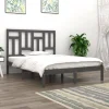 en ligne VidaXL Cadre De Lit Gris Bois De Pin Massif 140×200 Cm 17