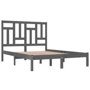 en ligne VidaXL Cadre De Lit Gris Bois De Pin Massif 140×200 Cm 13