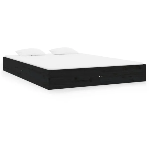 VidaXL Cadre De Lit Noir Bois Massif 200×200 Cm à prix d'occasion 3