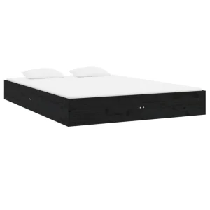 VidaXL Cadre De Lit Noir Bois Massif 200×200 Cm à prix d'occasion 11