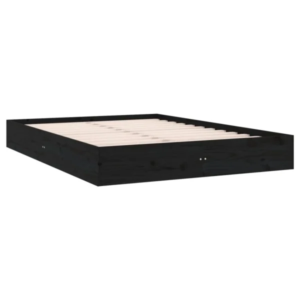 VidaXL Cadre De Lit Noir Bois Massif 200×200 Cm à prix d'occasion 5