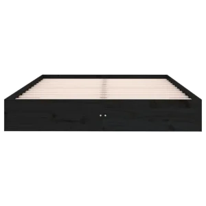 VidaXL Cadre De Lit Noir Bois Massif 200×200 Cm à prix d'occasion 15