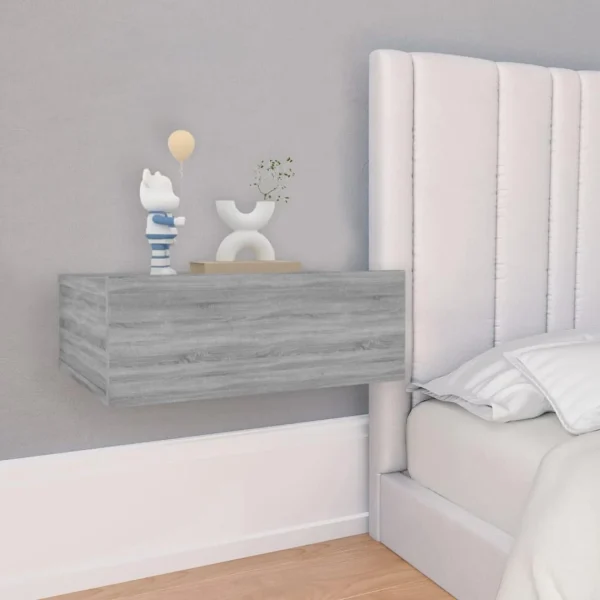 VidaXL Tables De Chevet Flottantes 2 Pcs Sonoma Gris 40x30x15 Cm boutique pas cher 1