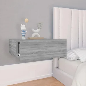 VidaXL Tables De Chevet Flottantes 2 Pcs Sonoma Gris 40x30x15 Cm boutique pas cher 9