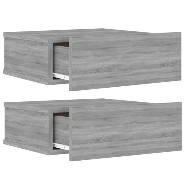 VidaXL Tables De Chevet Flottantes 2 Pcs Sonoma Gris 40x30x15 Cm boutique pas cher 6