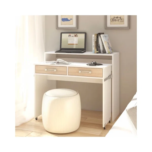 bas prix Selsey Bureau Coiffeuse / Bureau Extensible – COCO – 100 Cm – Blanc Mat / Eff… 1