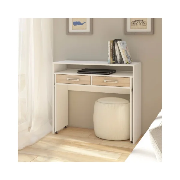 bas prix Selsey Bureau Coiffeuse / Bureau Extensible – COCO – 100 Cm – Blanc Mat / Eff… 3